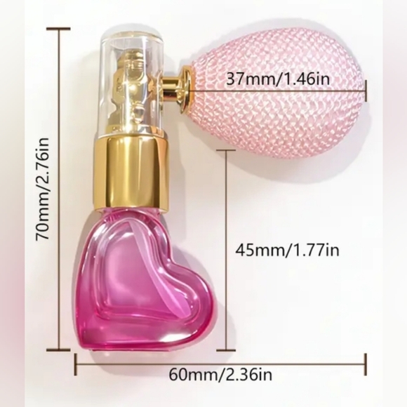Cute Pink Heart Shaped Perfume Bottle with Puff Atomizer  New - Picture 3 of 3